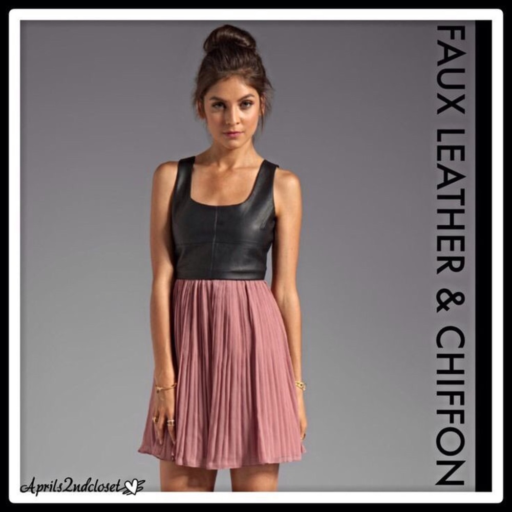 Jack by BB Dakota leather & chiffon dress sz 8